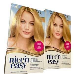 Lot of 2 new in box Clairol Nice'n Easy Perm Hair Dye 8 Medium Blonde Hair Color